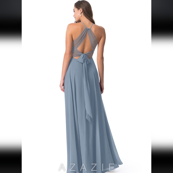 Azazie Evalleen in Dusty Blue - Picture 2 of 9